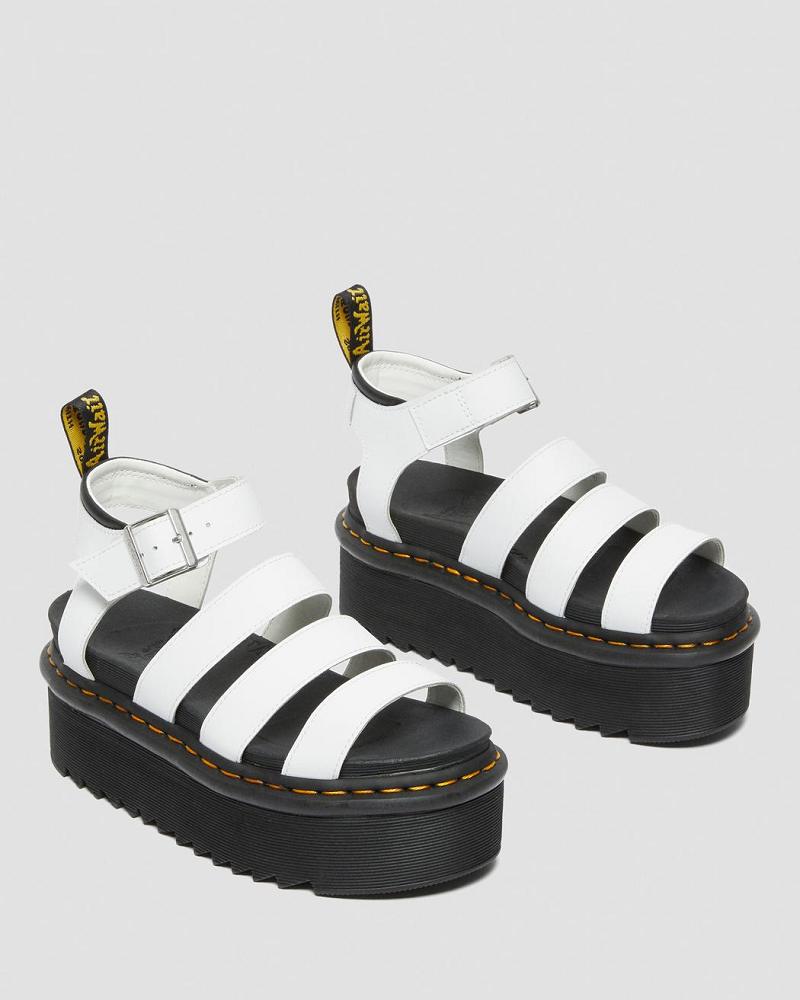 Women's Dr Martens Blaire Hydro Leather Platform Gladiator Sandals White | AU 292UZG